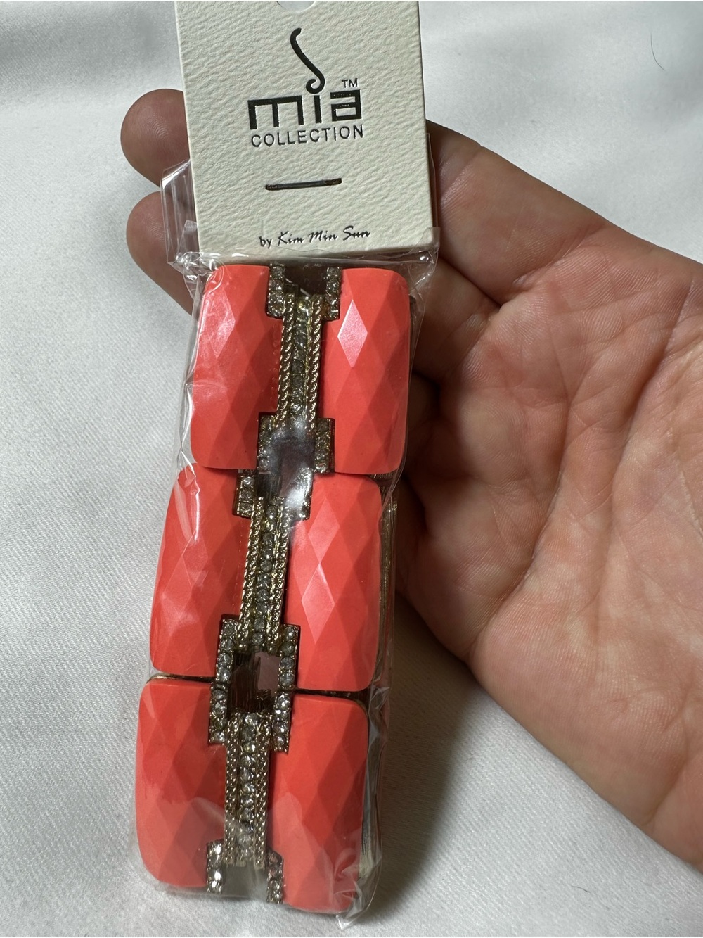 M50. MIA Coral-Faceted Link Bracelet with Gold Accents